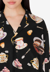 Moschino Tea Time Printed Silk Satin Shirt Multicolor A0236 5559 1555