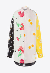 Moschino Patchwork Silk Twill Long-Sleeved Shirt Multicolor A0236 0567 1888