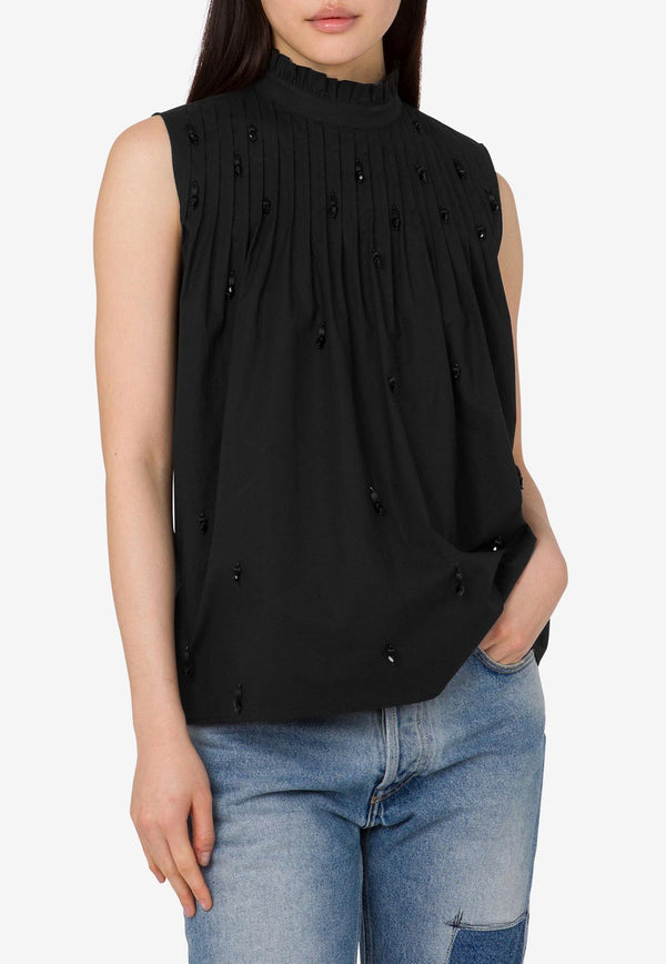 Moschino High-Neck Beaded Top Black A0241 5531 2555