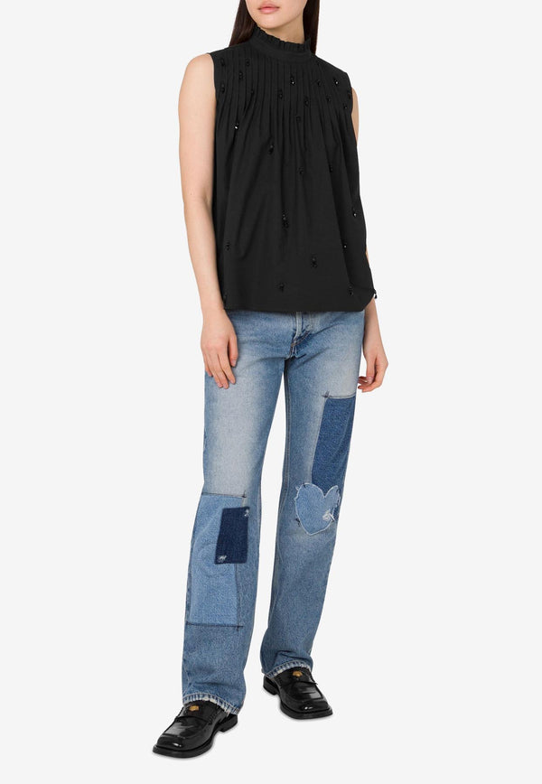 Moschino High-Neck Beaded Top Black A0241 5531 2555