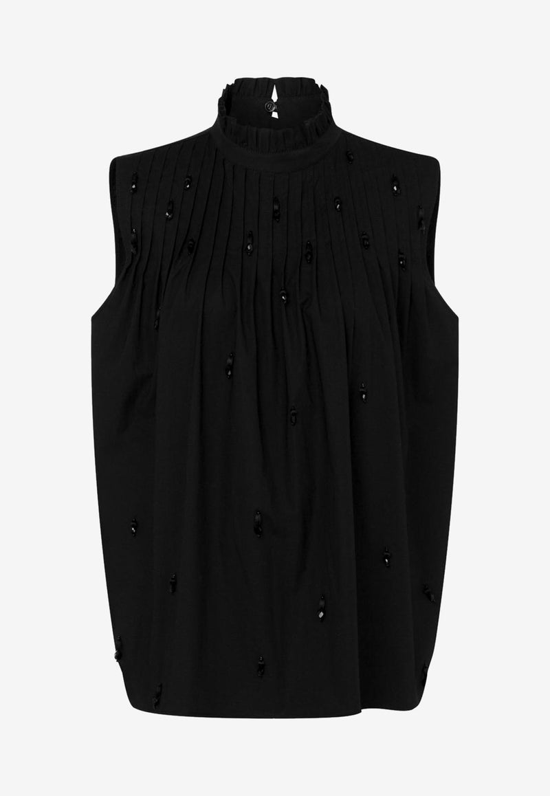 Moschino High-Neck Beaded Top Black A0241 5531 2555