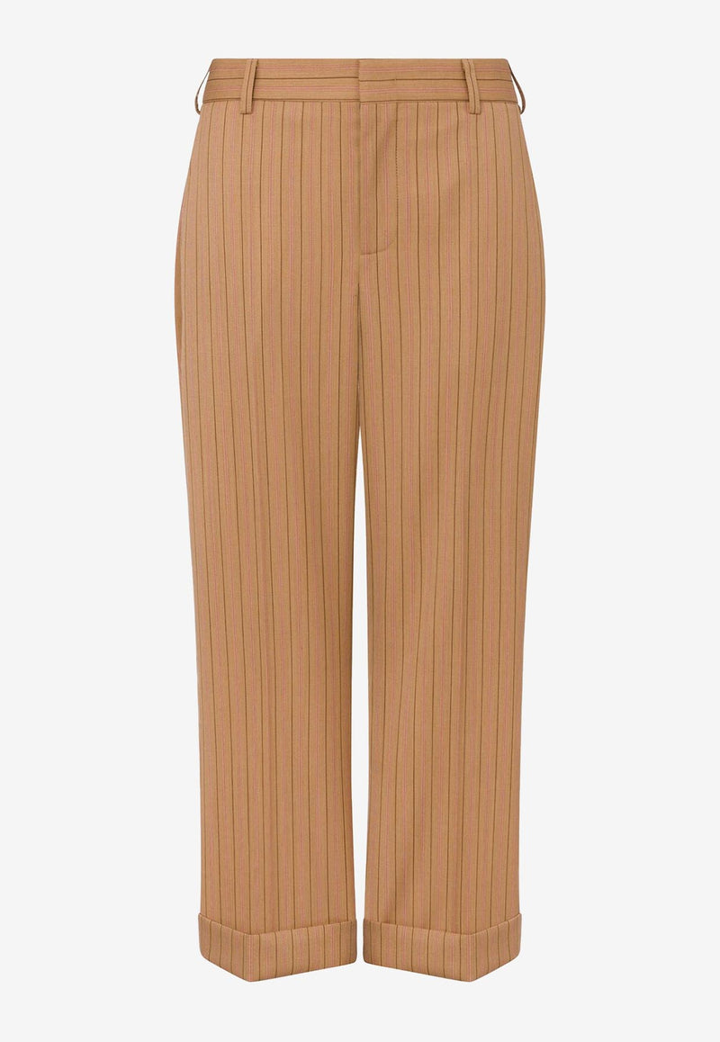 Moschino Pinstripe Cropped Wool Pants Beige A0306 5536 1091