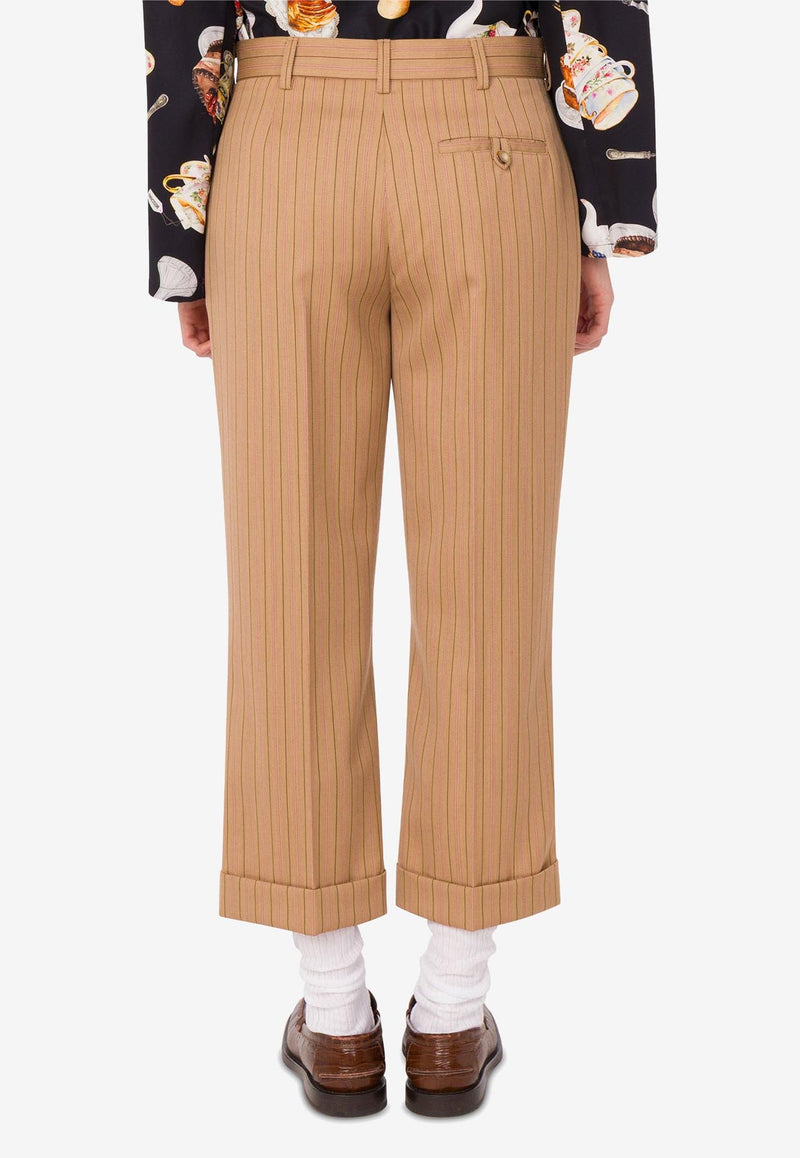 Moschino Pinstripe Cropped Wool Pants Beige A0306 5536 1091
