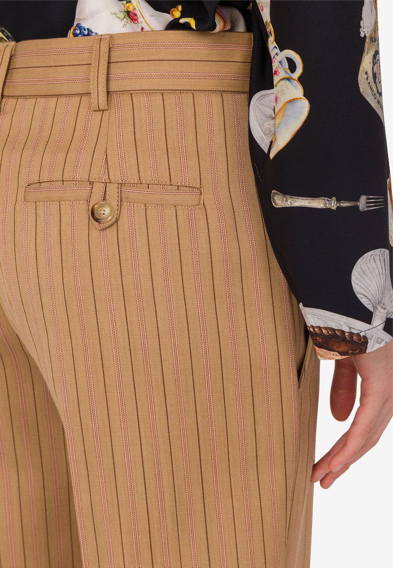 Moschino Pinstripe Cropped Wool Pants Beige A0306 5536 1091