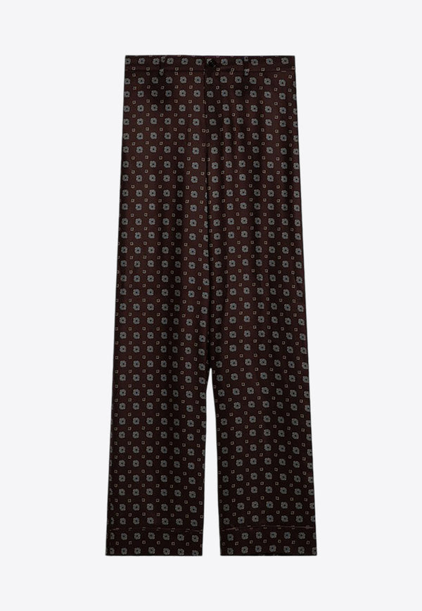 Moschino Geometric Print Silk Pants Brown A03065455/P_MOSCH-1102