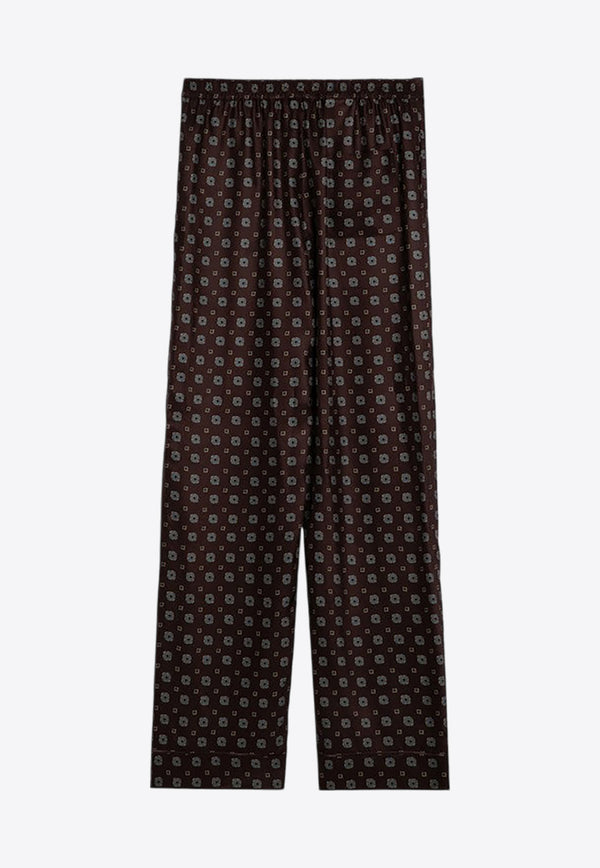 Moschino Geometric Print Silk Pants Brown A03065455/P_MOSCH-1102