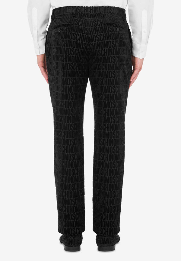 Moschino Jacquard Velvet Logo Pants Black A0308 7630 1555