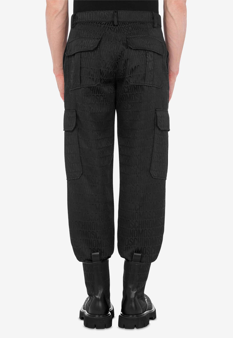 Moschino Logo Jacquard Nylon Cargo Pants Black A0309 7615 0555