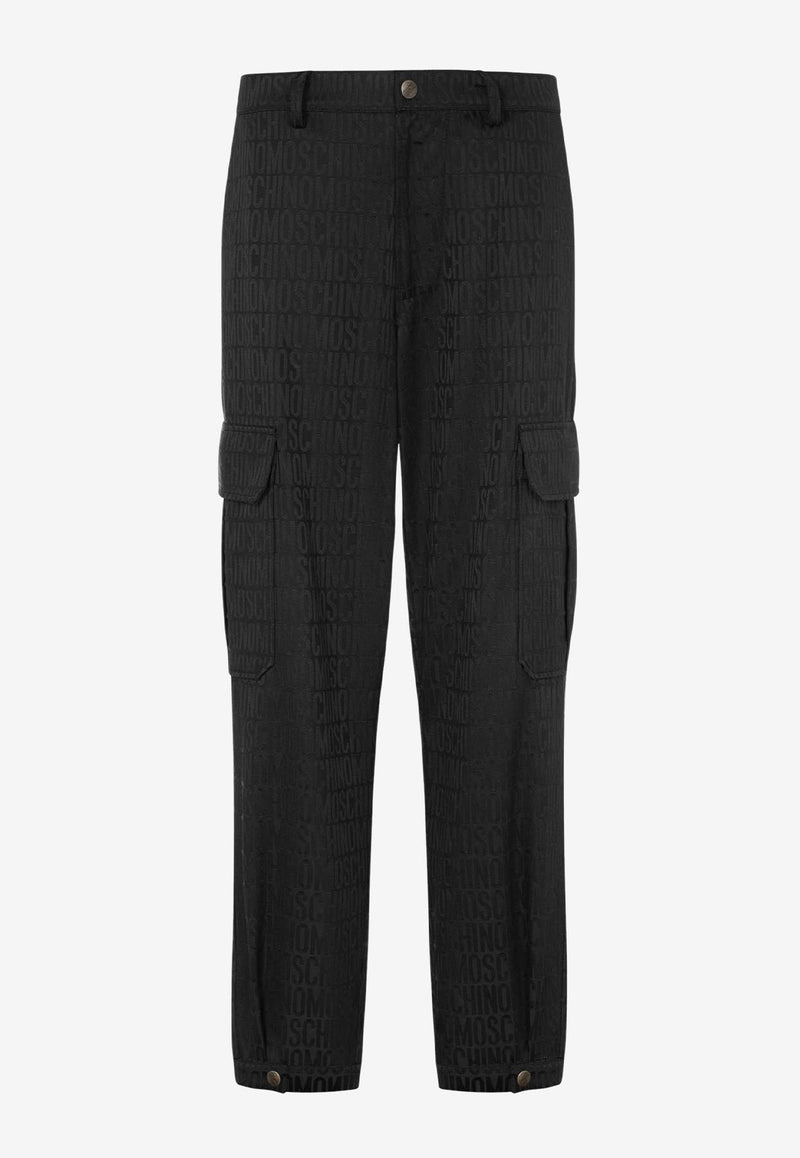 Moschino Logo Jacquard Nylon Cargo Pants Black A0309 7615 0555