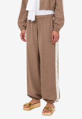 Moschino Logo Tape Tweed Track Pants Brown A0314 526 1097