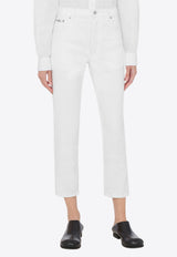 Moschino Logo Patch Cropped Jeans White  A0323 0527 0001