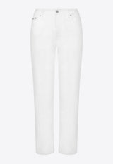 Moschino Logo Patch Cropped Jeans White  A0323 0527 0001