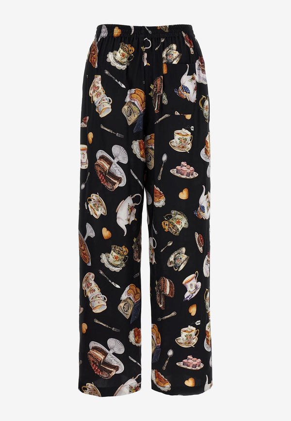 Moschino Tea Time Printed Silk Pants Multicolor A0328 5559 1555