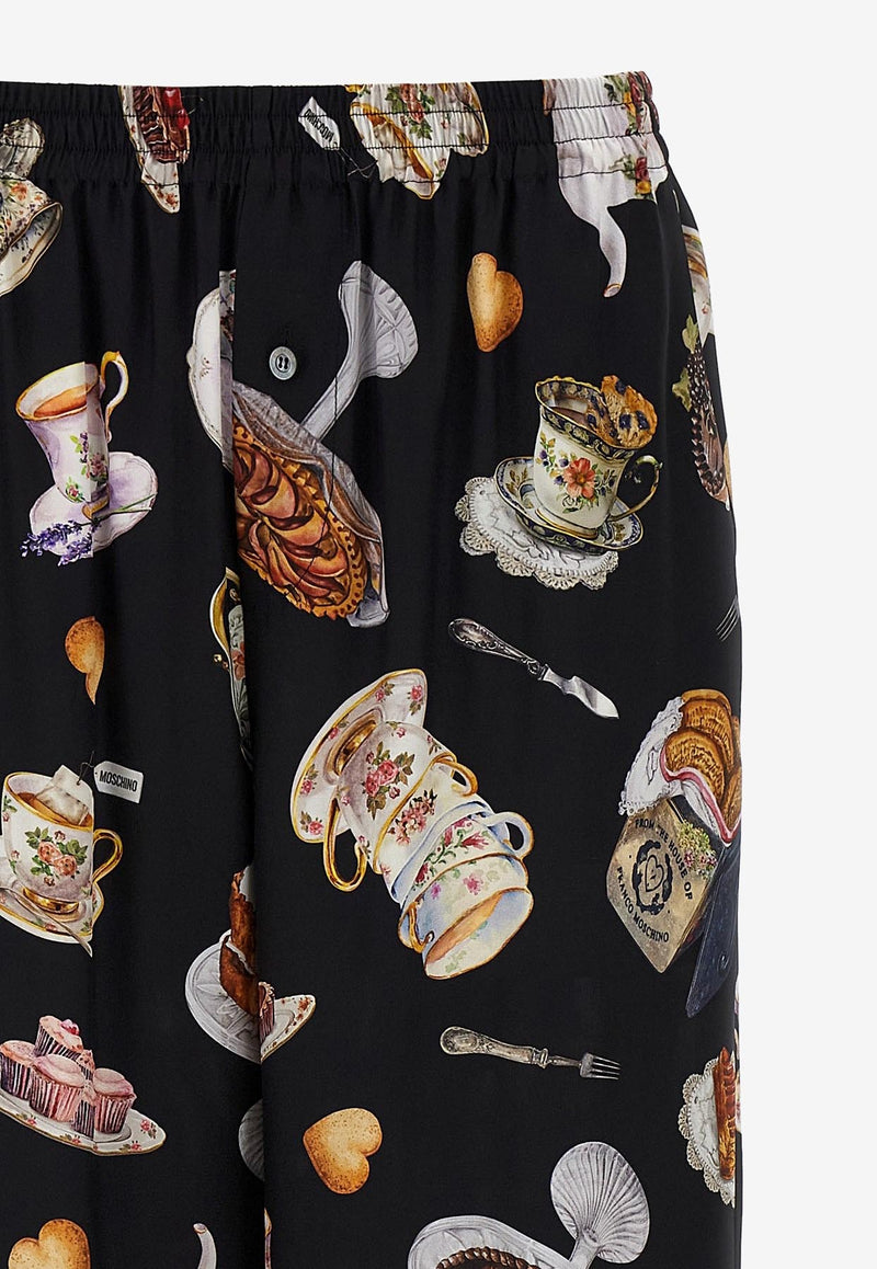 Moschino Tea Time Printed Silk Pants Multicolor A0328 5559 1555