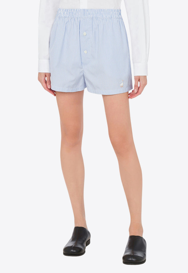 Moschino Goose Embroidery Mini Stripe Shorts Light Blue A0328 0532 2303