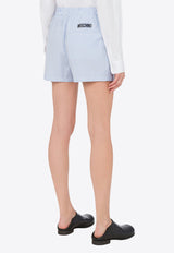 Moschino Goose Embroidery Mini Stripe Shorts Light Blue A0328 0532 2303