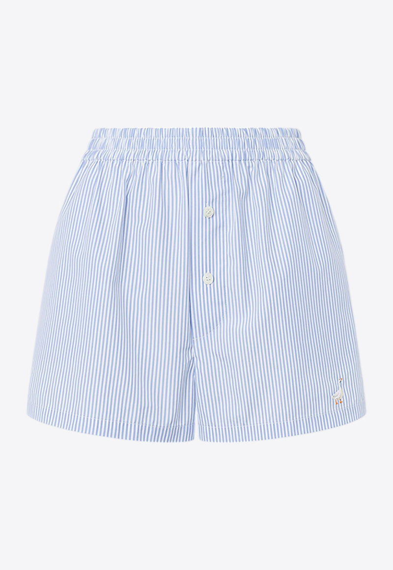 Moschino Goose Embroidery Mini Stripe Shorts Light Blue A0328 0532 2303