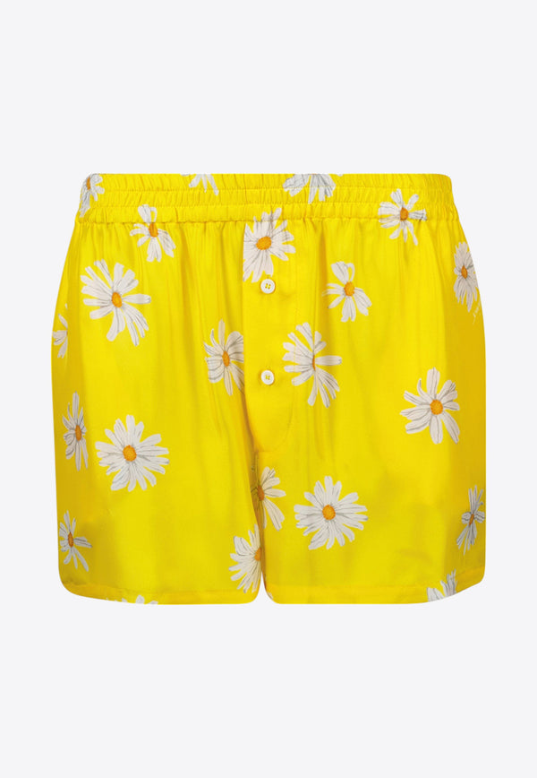 Moschino All-Over Daisy Print Silk Twill Shorts Yellow A0336 0561 1024