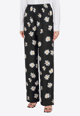 Moschino All-Over Daisy Print Silk Twill Pants Black A0337 0561 1555