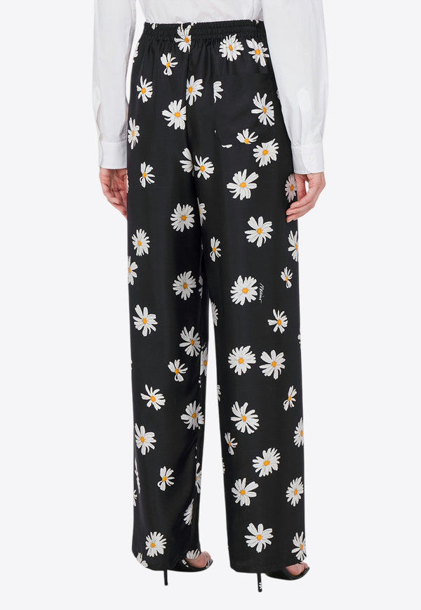 Moschino All-Over Daisy Print Silk Twill Pants Black A0337 0561 1555