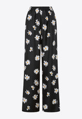 Moschino All-Over Daisy Print Silk Twill Pants Black A0337 0561 1555