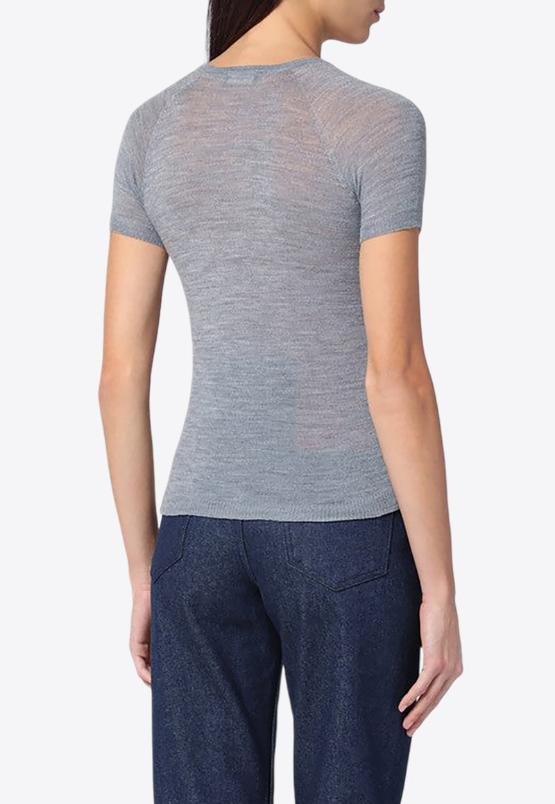 Roberto Collina Semi-Sheer Wool Knit Top Gray A03621A03/P_ROBER-18