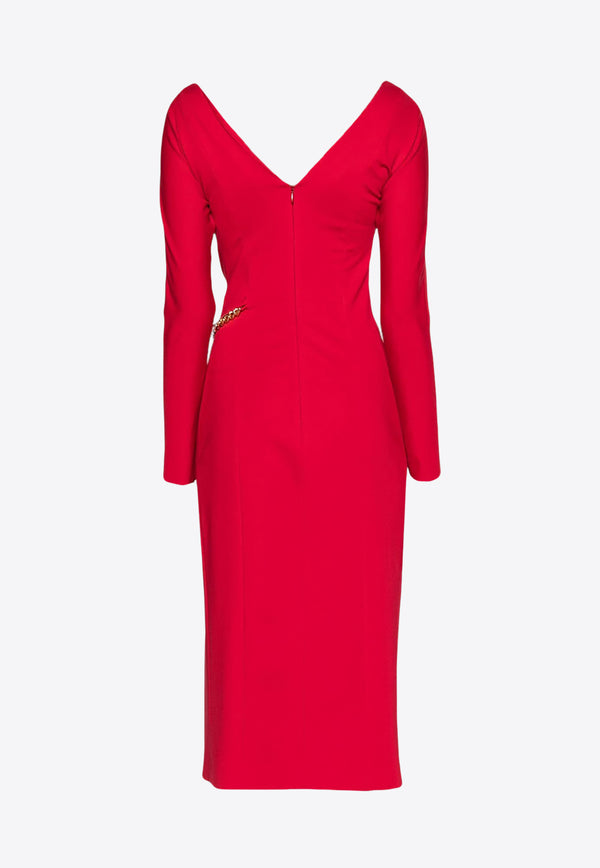 Moschino Heart and Chain Midi Dress A0409 0535 0116 Red