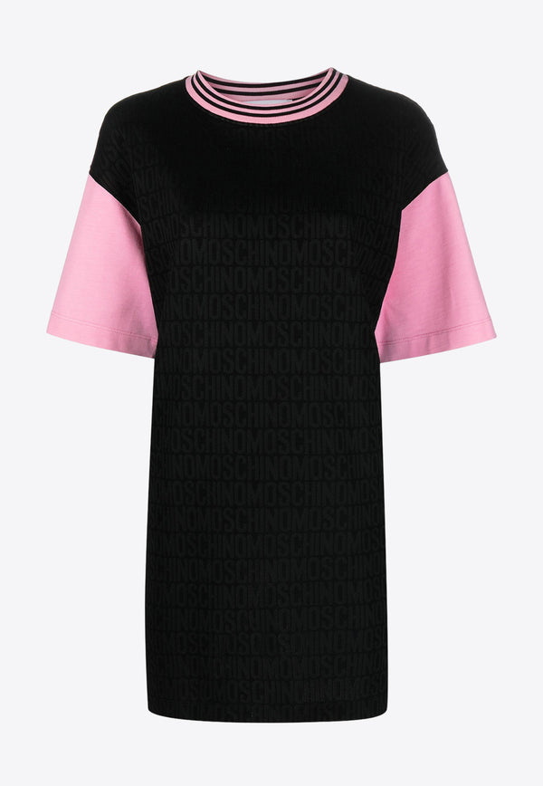 Moschino All-Over Logo Short-Sleeved Mini Dress A0414 2745 2555 Black