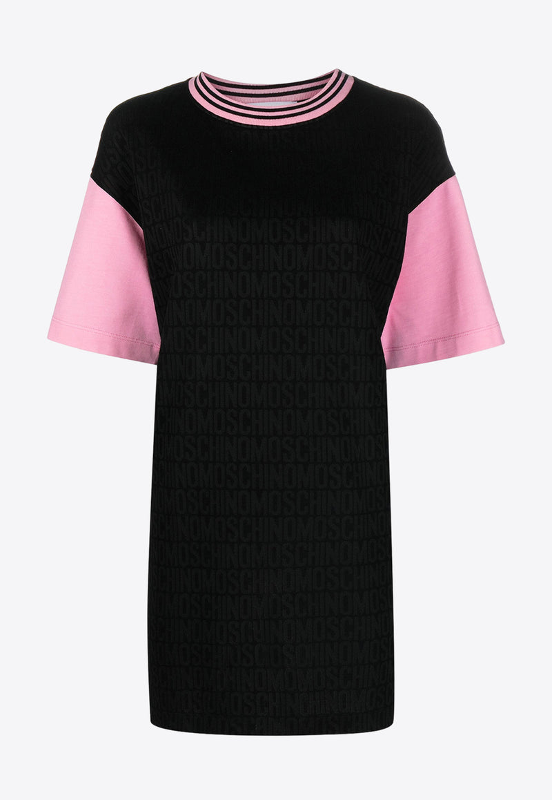 Moschino All-Over Logo Short-Sleeved Mini Dress A0414 2745 2555 Black