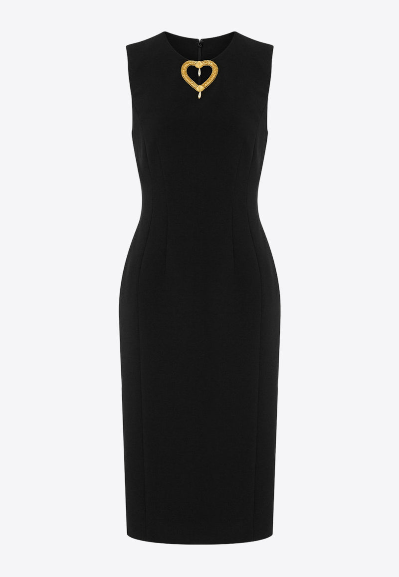 Moschino Heart Embroidery Midi Dress A0415 0424 0555 Black