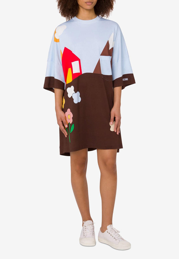 Moschino Archival Print Oversized T-shirt Dress Multicolor A0415 5542 1888