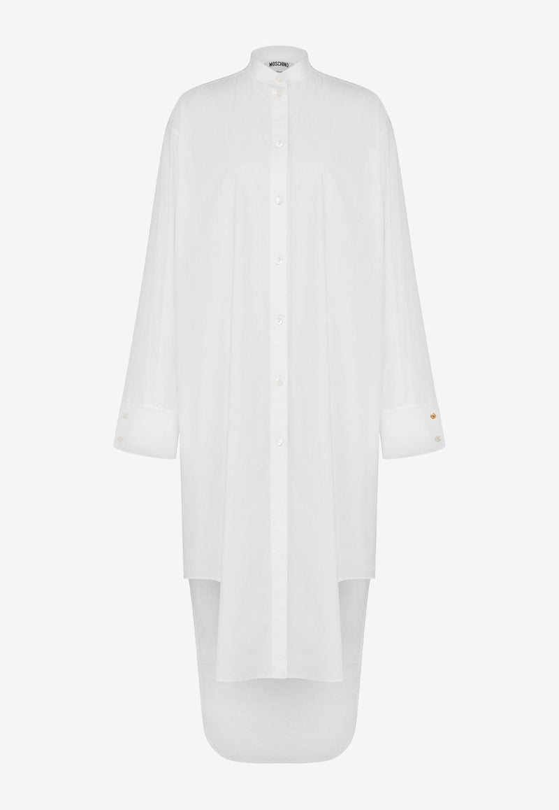 Moschino Archival Laurel Wreath Logo High-Low Poplin Dress White A0419 5531 0001