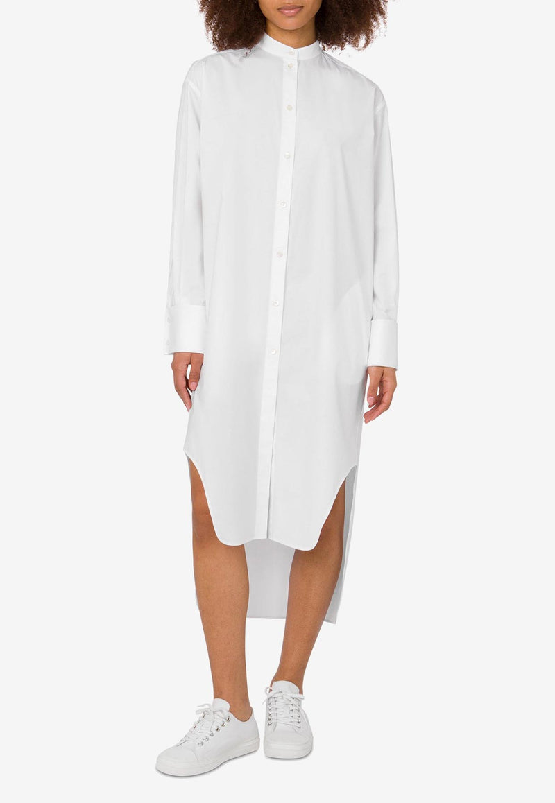 Moschino Archival Laurel Wreath Logo High-Low Poplin Dress White A0419 5531 0001