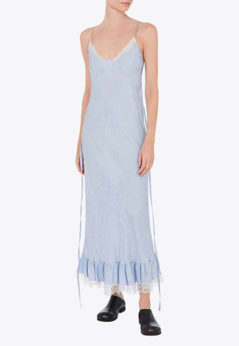 Moschino Floral Jacquard Midi Slip Dress Light Blue A0422 0555 0293