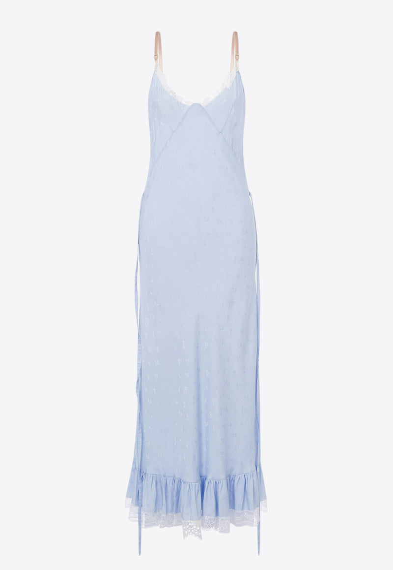 Moschino Floral Jacquard Midi Slip Dress Light Blue A0422 0555 0293