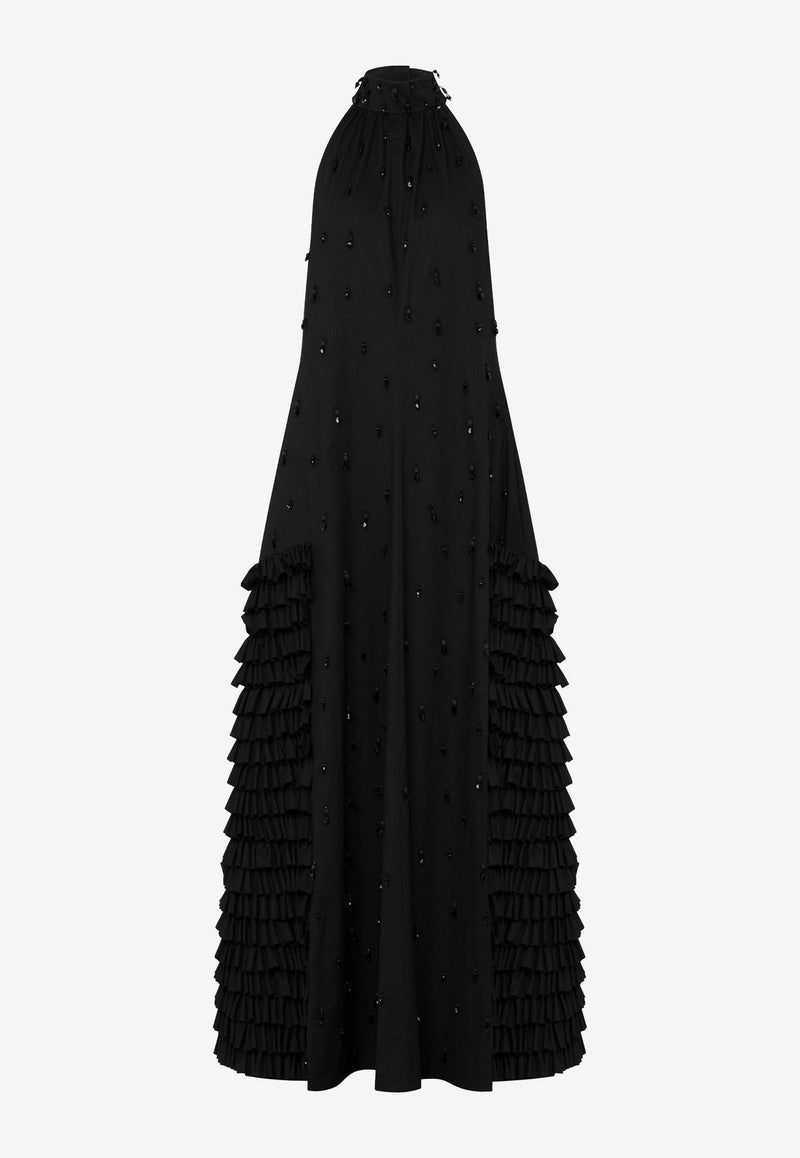 Moschino Halterneck Beaded Maxi Dress Black A0434 5531 3555
