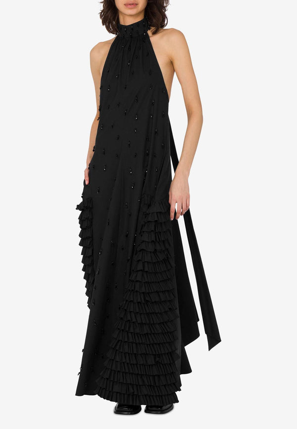 Moschino Halterneck Beaded Maxi Dress Black A0434 5531 3555