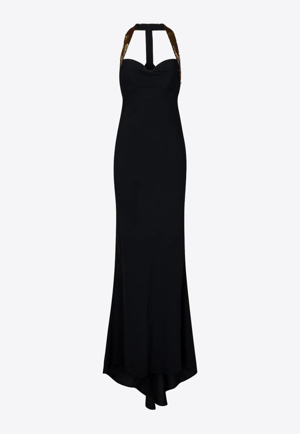 Moschino Sequin-Embellished Maxi Dress A0445 0433 2888 Black