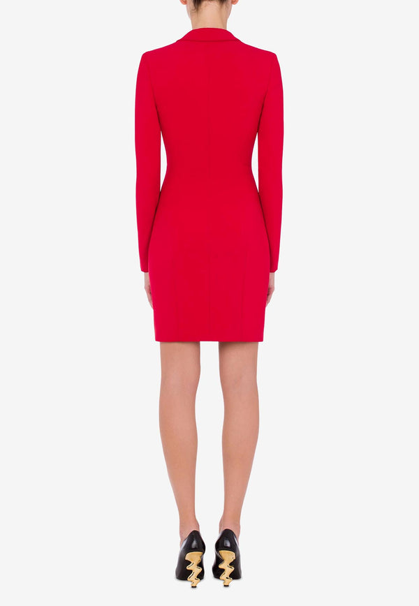 Moschino Tailored Crepe Mini Dress with Morphed Buckle Red A0449 5424 0116