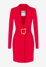 Moschino Tailored Crepe Mini Dress with Morphed Buckle Red A0449 5424 0116
