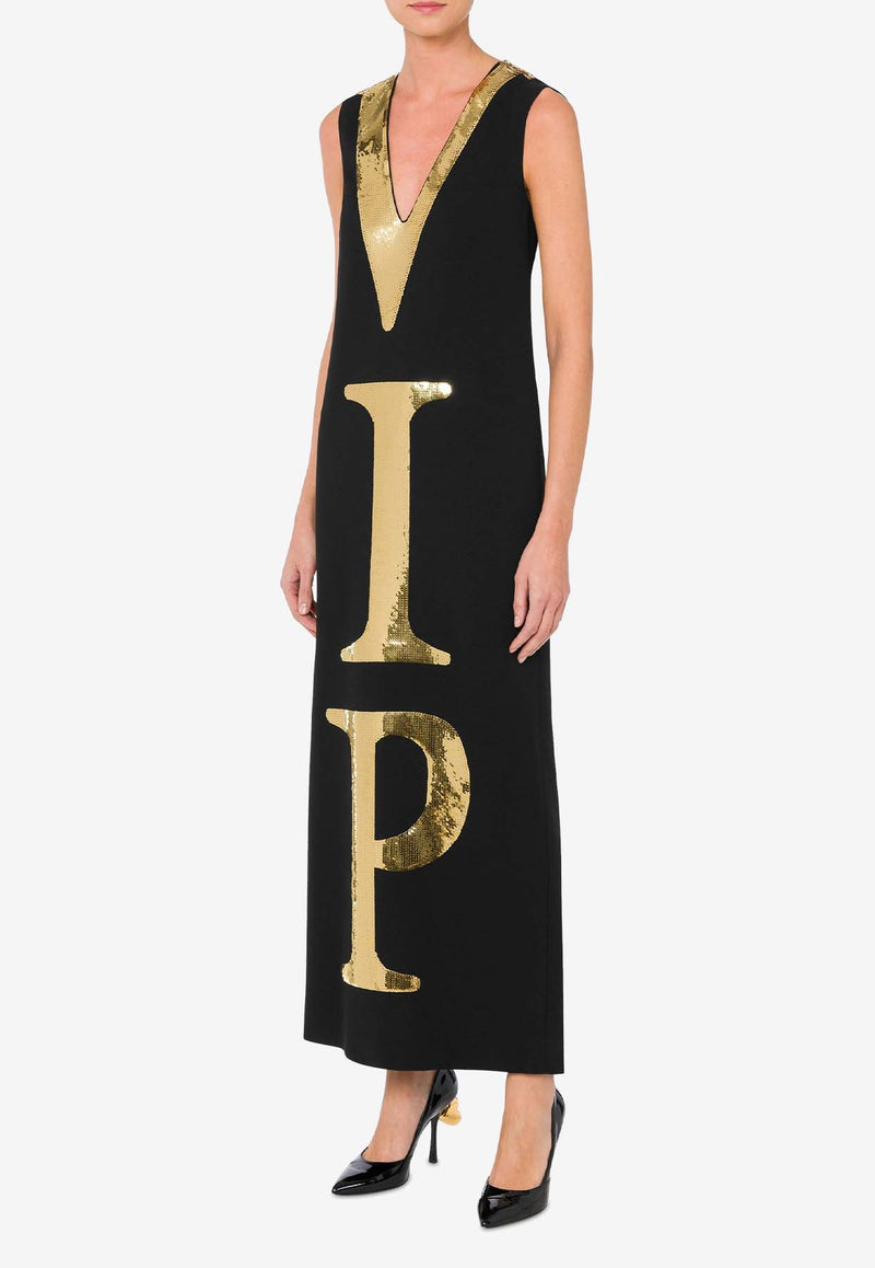 Moschino Sequins VIP Maxi Dress A045755331555 1555 Black