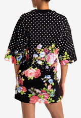 Moschino Polka Dots and Floral Print Mini T-shirt Dress Multicolor A0466 542 3888