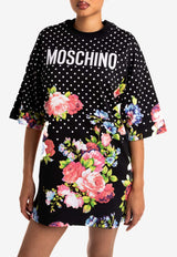 Moschino Polka Dots and Floral Print Mini T-shirt Dress Multicolor A0466 542 3888
