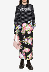 Moschino Polka Dots and Floral Print Midi T-shirt Dress Multicolor A0473 542 3888
