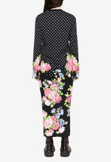 Moschino Polka Dots and Floral Print Midi T-shirt Dress Multicolor A0473 542 3888