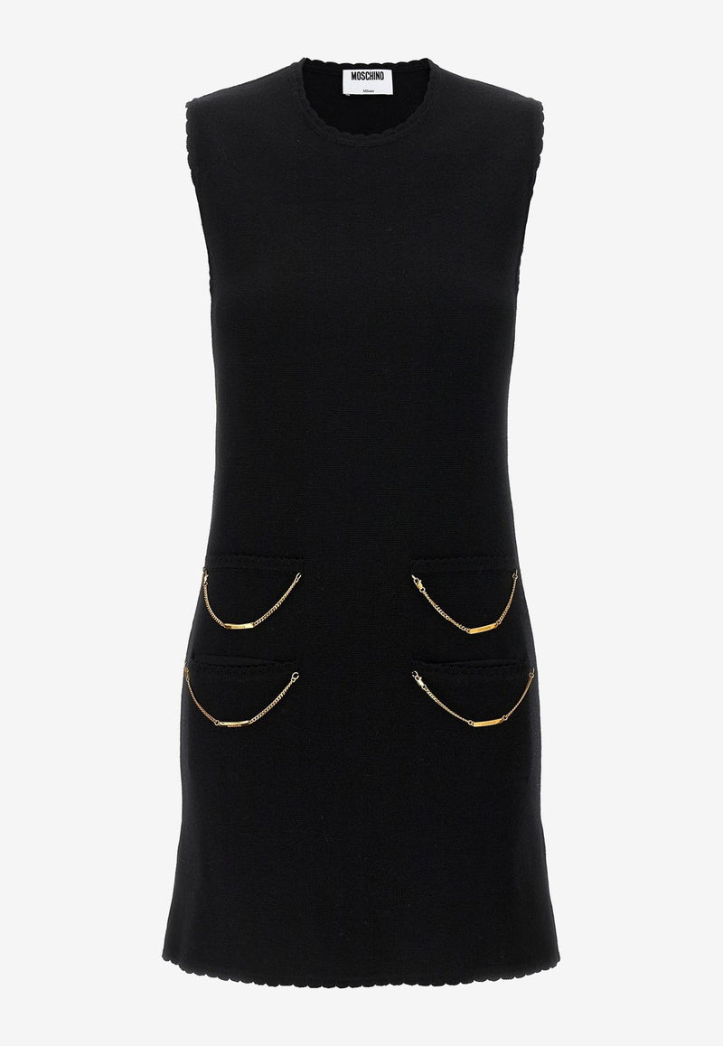 Moschino Wool Mini Chain Dress Black A0480 5500 0555