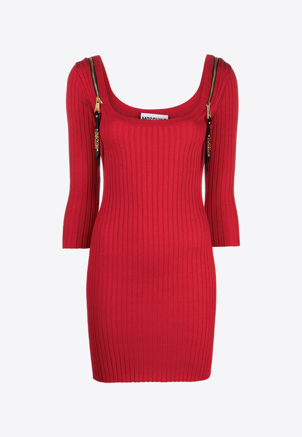 Moschino Rib-Knit Mini Dress A0483 0501 0116 Red
