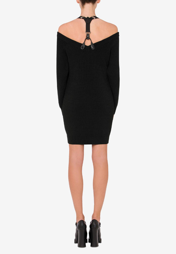Moschino Long-Sleeved Mini Wool Dress Black A0492 5502 555