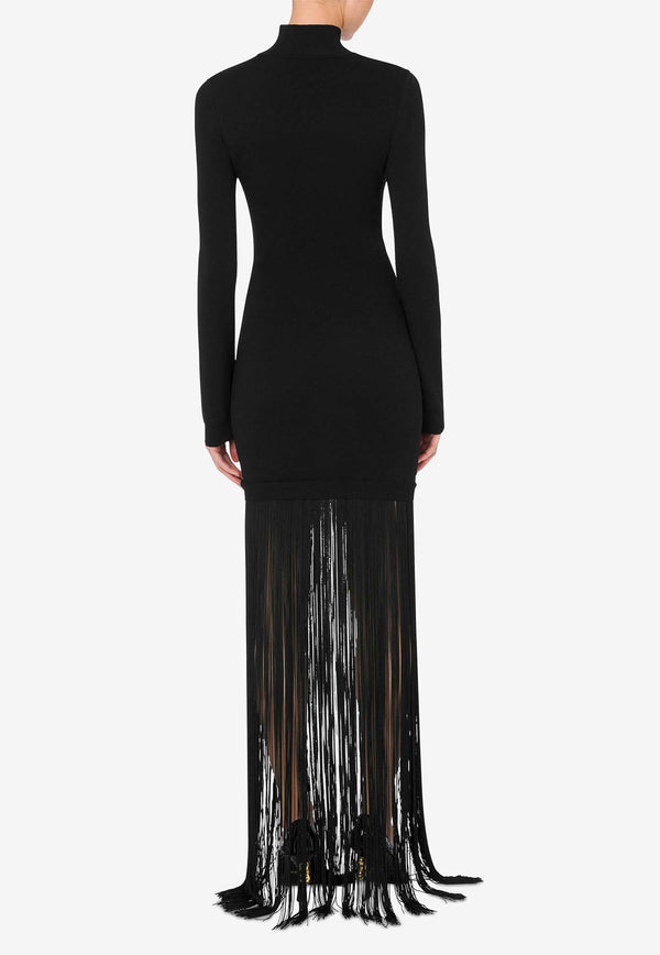 Moschino Fringed Maxi Dress A049355030555 0555 Black