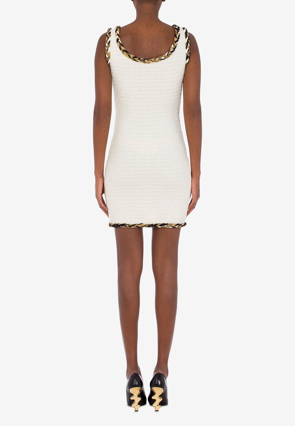 Moschino Mini Dress with Braided Piping Detail White A0495 5401 0002